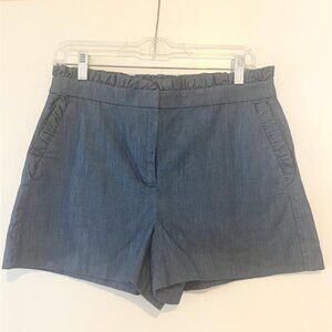J. Crew Ruffle Waist Chambray Shorts